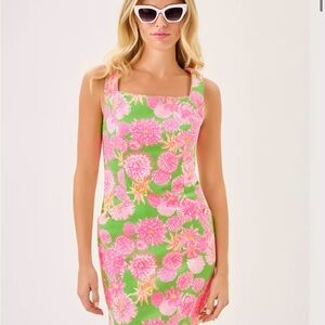 Lilly Pulitzer Pink and Green Floral Midi Dress
